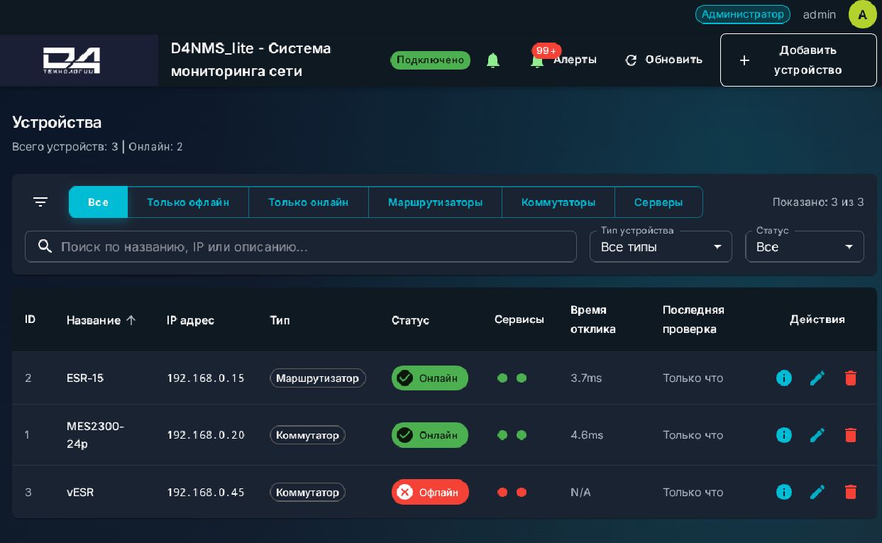 Список устройств